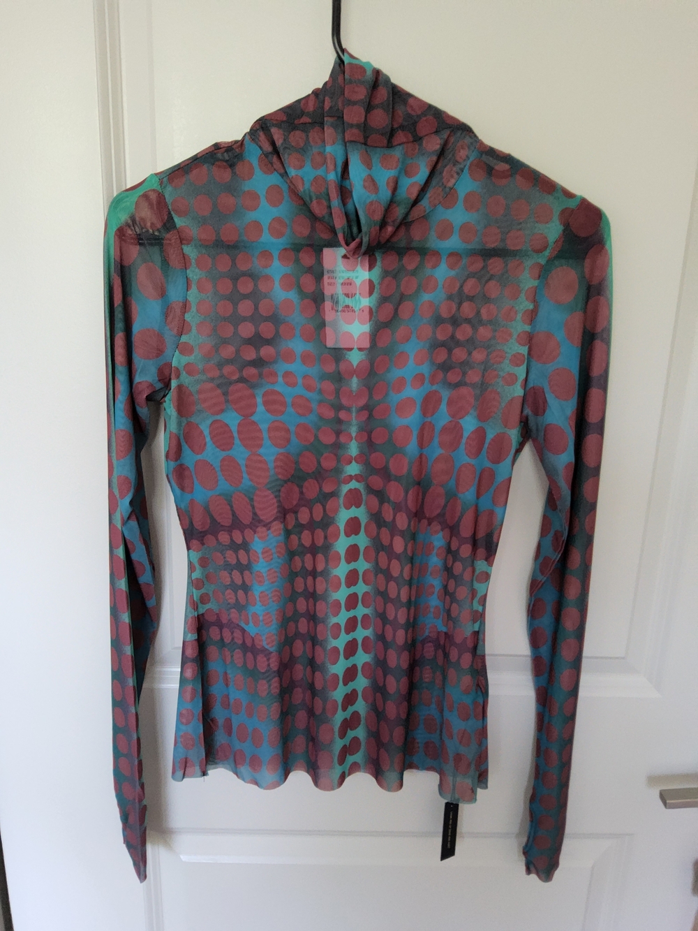 AFRM Cyber Optic Dot Sheer Mesh Zadie TurtleneckTop